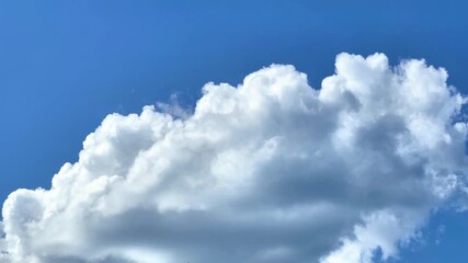 Wall Mural - Timelapse of a beautiful white cumulus clouds are seen against a deep blue sky, creating a serene and peaceful atmosphere, perfect for backgrounds and nature-themed projects.