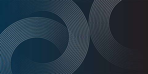 Wall Mural - dark blue abstract background with glowing circle lines. geometric stripe line art design. modern sh