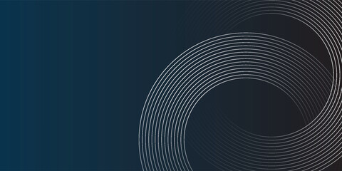 Wall Mural - dark blue abstract background with glowing circle lines. geometric stripe line art design. modern sh