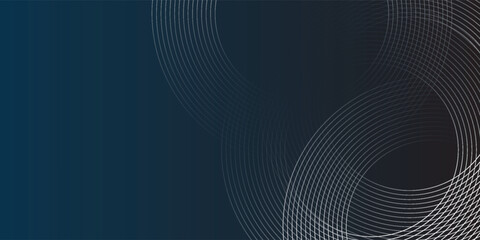 Wall Mural - dark blue abstract background with glowing circle lines. geometric stripe line art design. modern sh