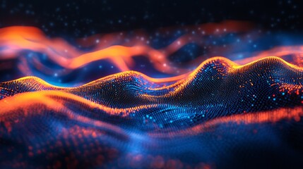Wall Mural - explore the vivid landscape of digital waves and flowing colors. a captivating display of vibrant hu