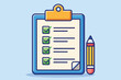© Noor - Colorful Checklist with Pencil Illustration on Light Blue Background