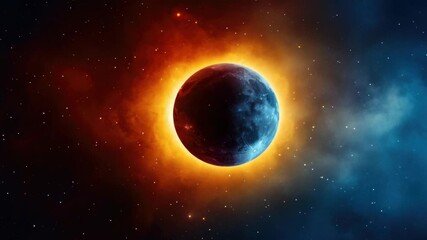 Wall Mural - epic view of a solar eclipse in a nebula-filled galaxy.