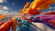 © Kenny Parker - Fluid art in motion with colorful 3D planes shifting position in vast clear sky