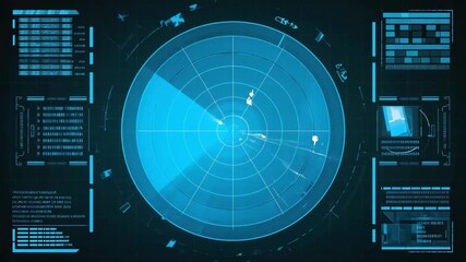 A military-style digital targeting HUD with moving radar scan lines and lock-on animation. Seamless futuristic loop