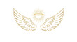 © Ophelia - Golden wings with halo and radiating light in minimalist design