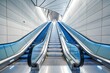 © Graph Art - Modern escalators with blue lighting in a clean interior architecture