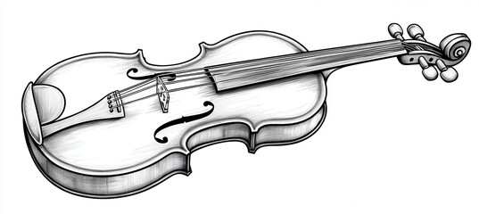 Wall Mural - elegant violin illustration for coloring, artistic monochrome musical instrument design, vector art