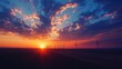 © Jaaabz - Wind turbines at sunset over a flat landscape