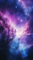 Wall Mural - starry night sky in deep space with nebula clouds and stars.