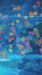Wall Mural - animation of globe of network of connections with icons over business people