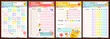 © vik.stock - Cute school planner set for students and kids. Includes daily, weekly, and monthly layouts with habit tracker, goals for students, teachers, and homeschoolers. Flat vector illustration.