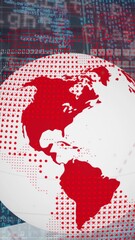 Wall Mural - animation of globe, data processing and hexagons in digital space