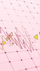 Wall Mural - animation of changing numbers and graphs over grid pattern against pink background