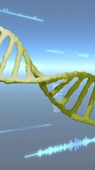 Wall Mural - animation of dna strand over diagrams and data processing
