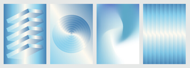 Canvas Print - gradient cover templates set with vibrant perspective geometric prism, circular shapes. vector poste
