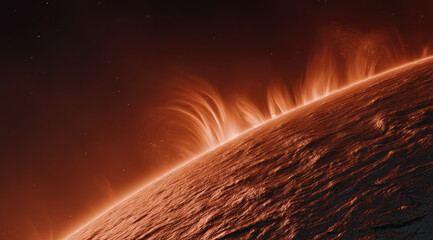 Wall Mural - close up of sun surface solar flare plasma glowing astronomy science space heat energy dramatic cosm