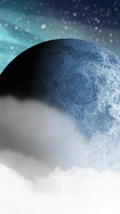 Wall Mural - Animation of planet earth in universe with stars and clouds