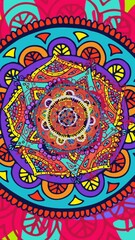 Wall Mural - animation of colourful circles moving on pink background