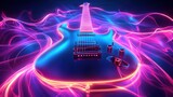 Neon guitar in vibrant lights