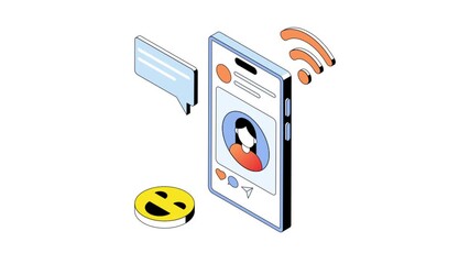 Social Media Communication isometric animation MP4