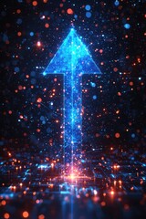 Wall Mural - digital illustration of a glowing upward arrow representing progress and technology