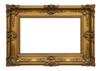 Wall Mural - An ornate golden picture frame with decorative elements, isolated on a transparent background