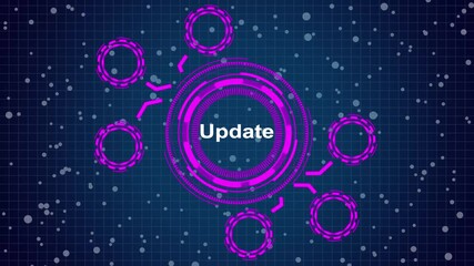 grid background animation. Internet, business, Technology and network concept. A UPdate concept button on a futuristic technology privacy concept. digital technology 4k video animation.