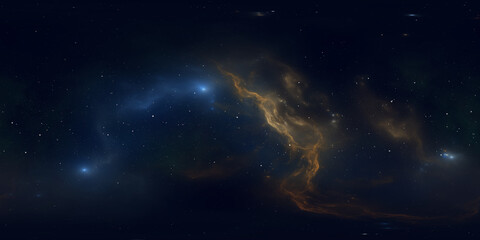 Wall Mural - 360 degree space nebula. giant interstellar cloud with stars, equirectangular projection, environmen