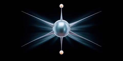 Wall Mural - futuristic abstract design featuring central sphere with radiating spikes and smaller spheres, creat