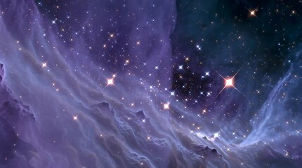 Wall Mural - Panoramic stellar nursery with comet embryos casting faint shadows on gas clouds. A wide panoramic view shows dozens of comet embryos drifting near a glowing molecular cloud. 