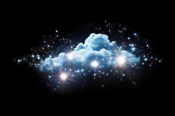 Wall Mural - cloud with a sparkle night sky illustration.