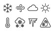 © Alla - Winter Weather Icons. Outline icon set of Winter weather conditions: snowflake, wind, cloud, sun, temperature