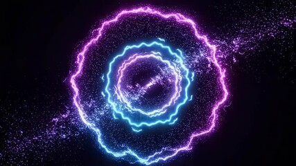 Wall Mural - Colorful Abstract Light Waves in Circular Pattern on Dark Background