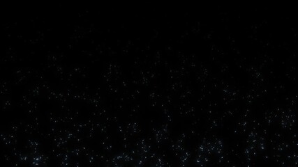 Wall Mural - Abstract loop animation random moving glow white star dust particles action on black background.  Particle dust burning hot sparks random flowing on black background with alpha channel transitions