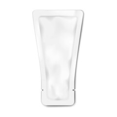 Wall Mural - white blank tear notch squeeze tube shaped sachet pouch. realistic 3d vector mockup. flat plastic ba