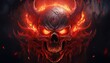 © Darlene - red fire skull with glowing eyes for phone wallpaper design