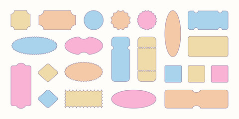 Wall Mural - empty stickers, tickets and vouchers with pastel colors. soft and cute blank labels for texts and im