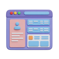 3d icon of a website interface isolated on transparent background