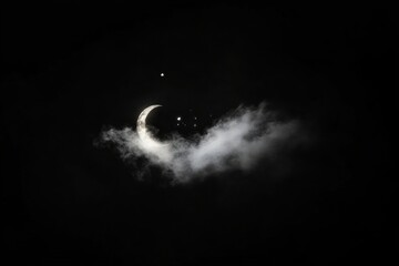 Wall Mural - crescent moon clouds night stars.