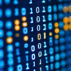 display of binary code on a digital computer monitor screen