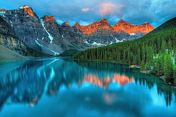  Sunrise Reflections Over Moraine Lake's Tranquil Waters