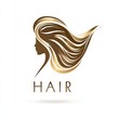 © vik173 - A stylish hair logo with flowing strands golden brown salon elegance sleek typography isolated on white background