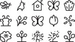 © Mehedi - Collection of simple line art icons representing nature and spring elements like bees butterflies and flowers isolated on transparent background