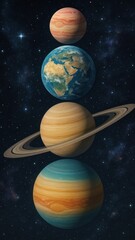 Wall Mural - planets aligned in cosmic harmony.