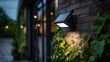 © Stock by Hemal - High-quality photo of this black solar LED wall light combines energy efficiency and sustainability, beautifully lighting up your outdoor space, even in the rain, with a multi-angle.