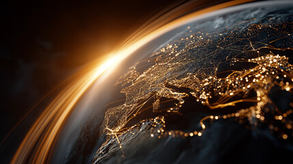 Wall Mural - earth's gentle embrace: a breathtaking shot of earth from space, showing the radiant glow of city li