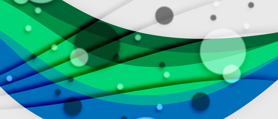 Canvas Print - green and blue line on gray background