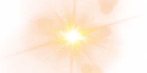 Wall Mural - bright golden flashes with gentle glow and soft rainbow highlights. light effect isolated on white b