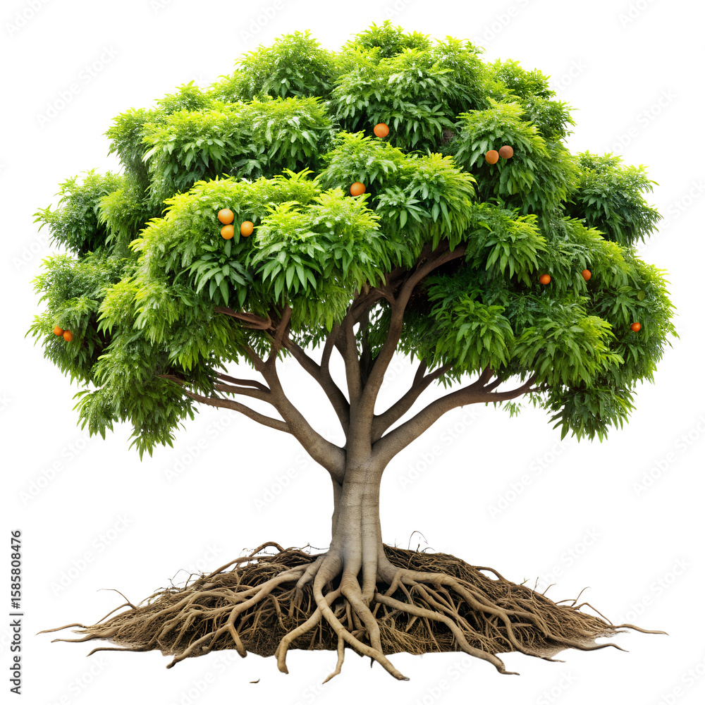 mango tree, realistic mango tree, mango plant, isolated, white ...